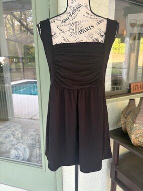 Boston Proper Black Ruched Bodice Square Neckline Flowy Tank Top NWT Sz M
